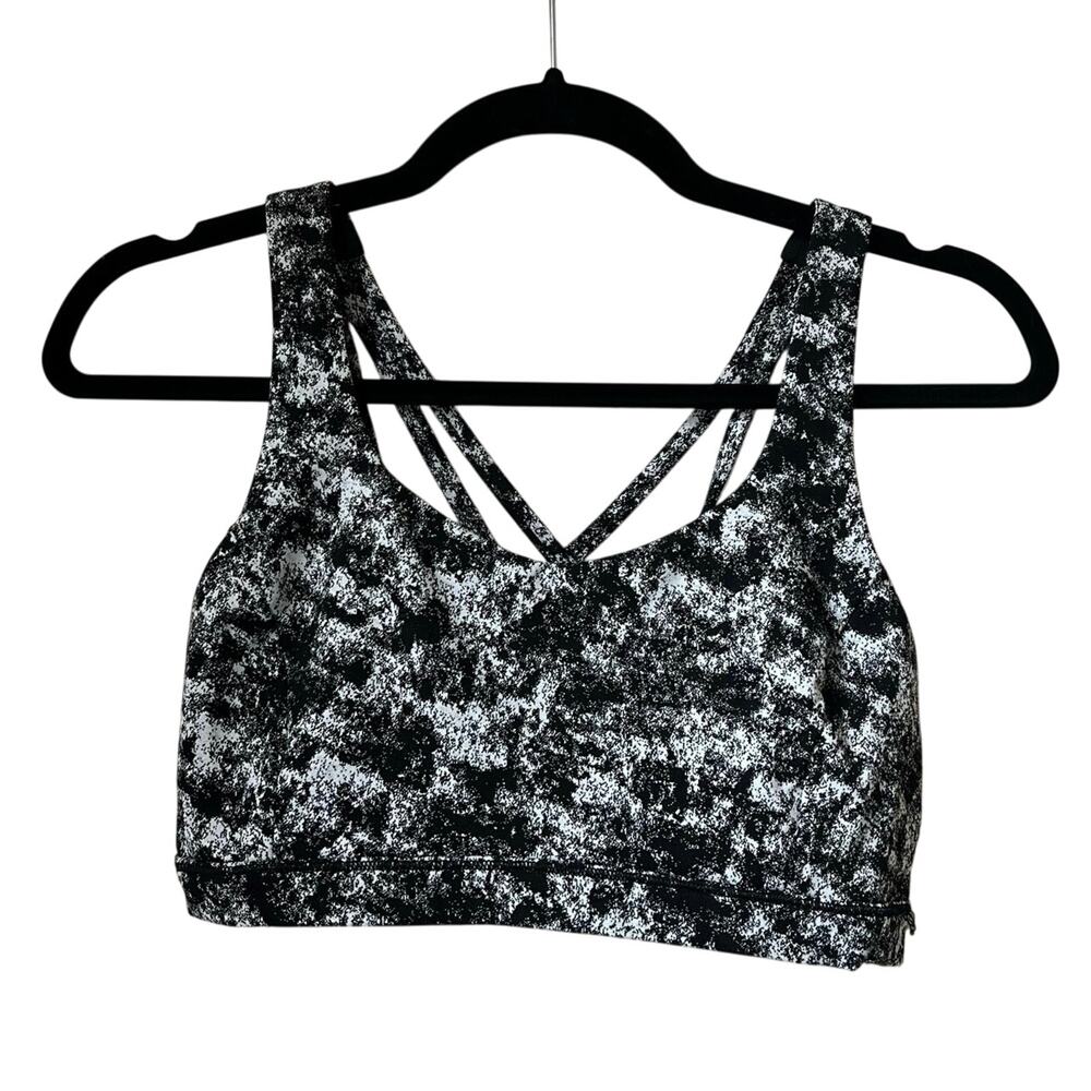 Lululemon Free To Be Serene Strappy Sports Bra Patterned Black Size 8